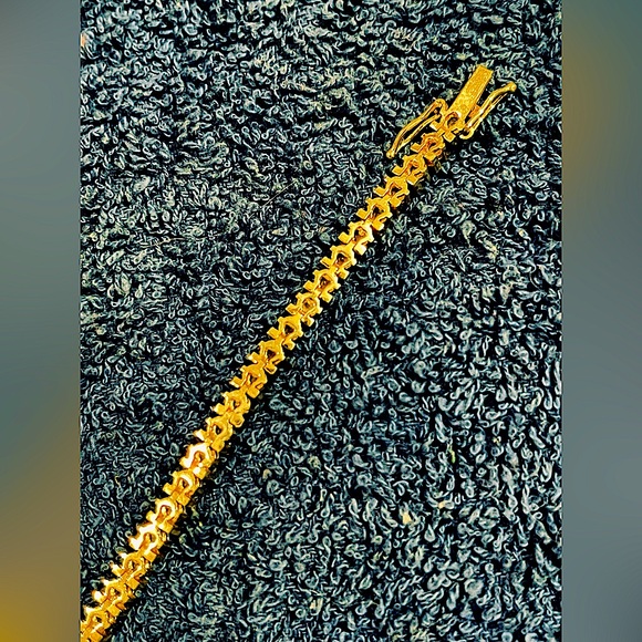 Crystal bracelet tennis reversible Silvertone inscribed 7 1/2" - Picture 8 of 8